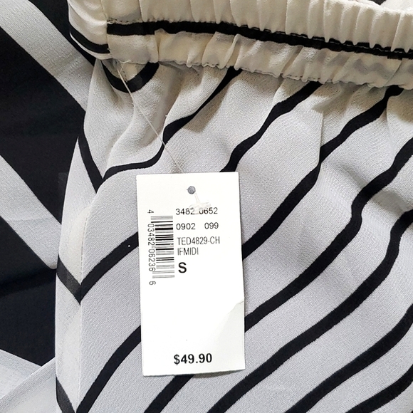 Rickis Black and White Chiffon Midi Skirt - Picture 4 of 7